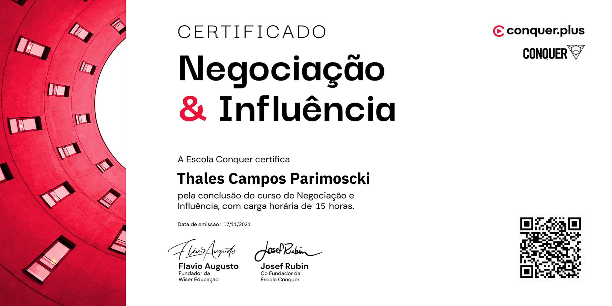 Certificado de Negociação e Influência